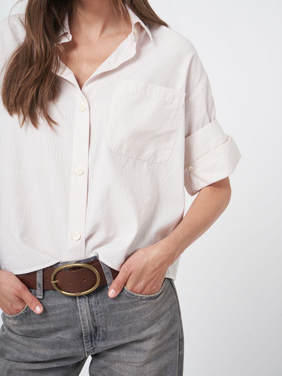 Gestreept hemd met omgeslagen manchet image number 3