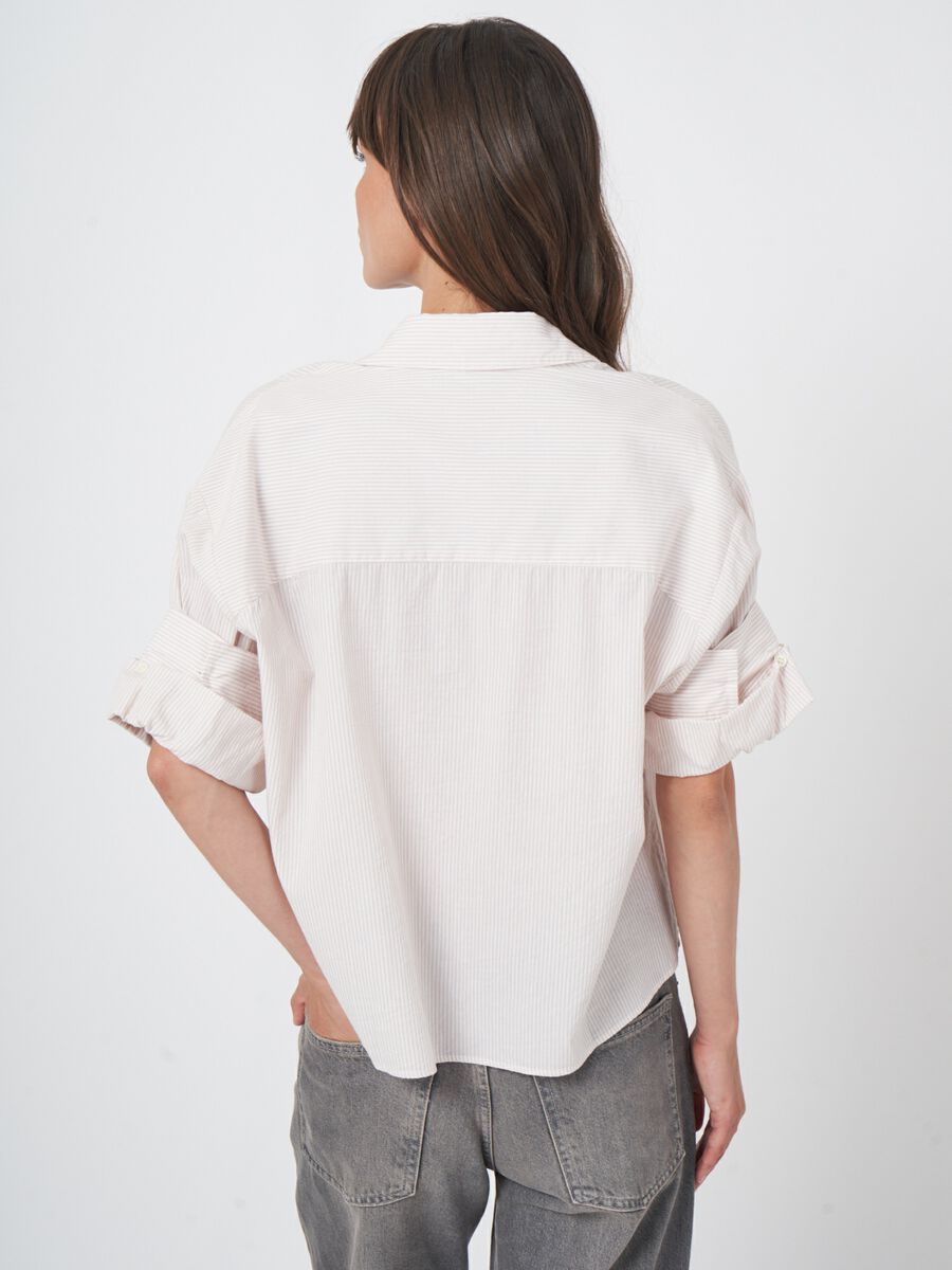 Gestreept hemd met omgeslagen manchet image number 5