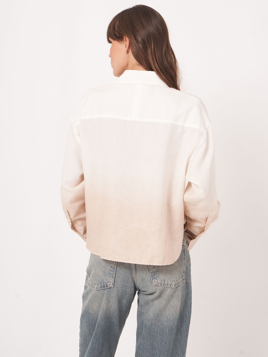Linen blend shirt with dip dye print image number 2