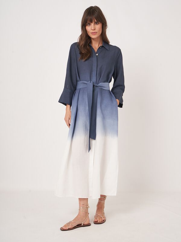 Robe chemise avec motif dégradé en mélange de lin  image number 0