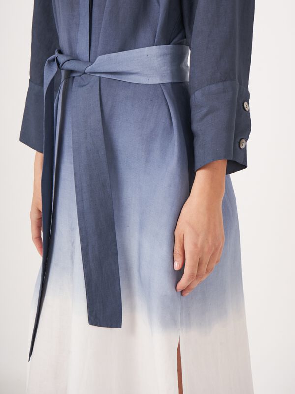 Robe chemise avec motif dégradé en mélange de lin  image number 6