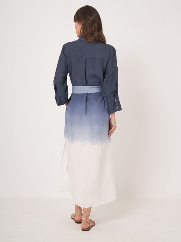 Robe chemise avec motif dégradé en mélange de lin  image number 7