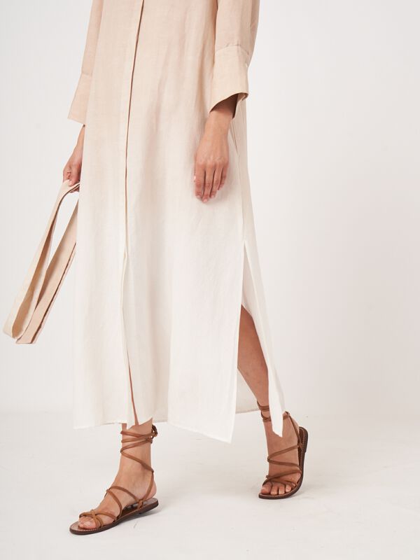 Hemdjurk met dipdye print van linnen-mix image number 2