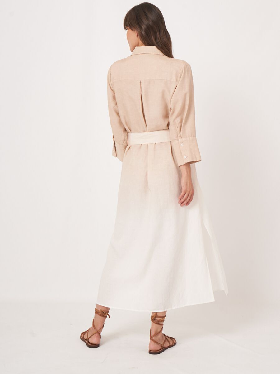 Hemdkleid mit Dip Dye Druck aus Leinenmischung image number 4