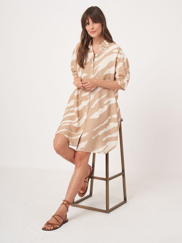 Hemdkleid mit Tierdruck aus Leinenmischung  image number 0