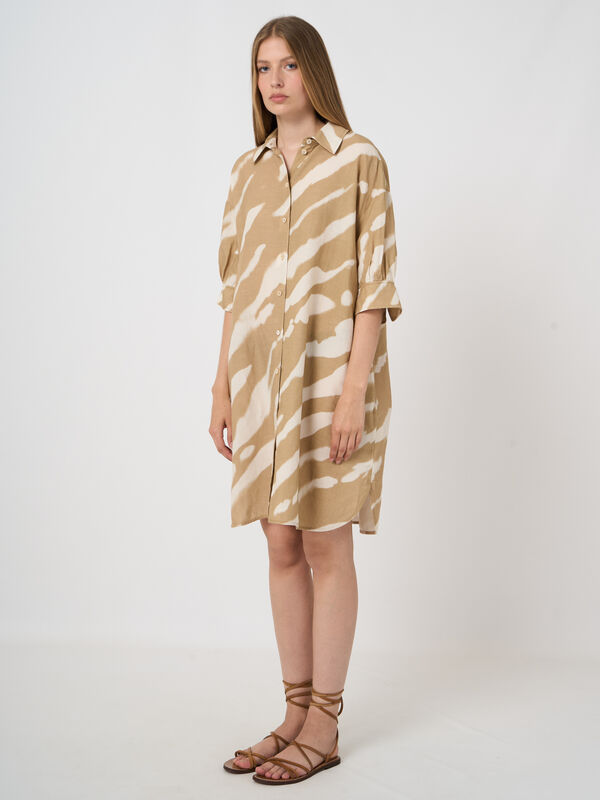 Hemdkleid mit Tierdruck aus Leinenmischung  image number 0