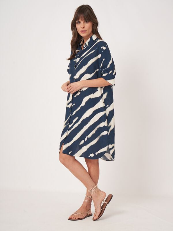 Jurk met print van linnen-mix image number 0