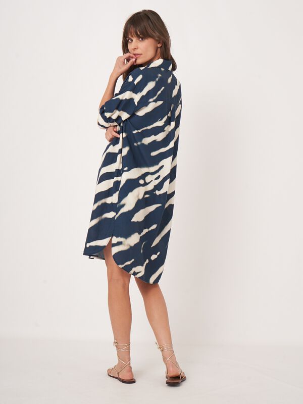 Jurk met print van linnen-mix image number 3