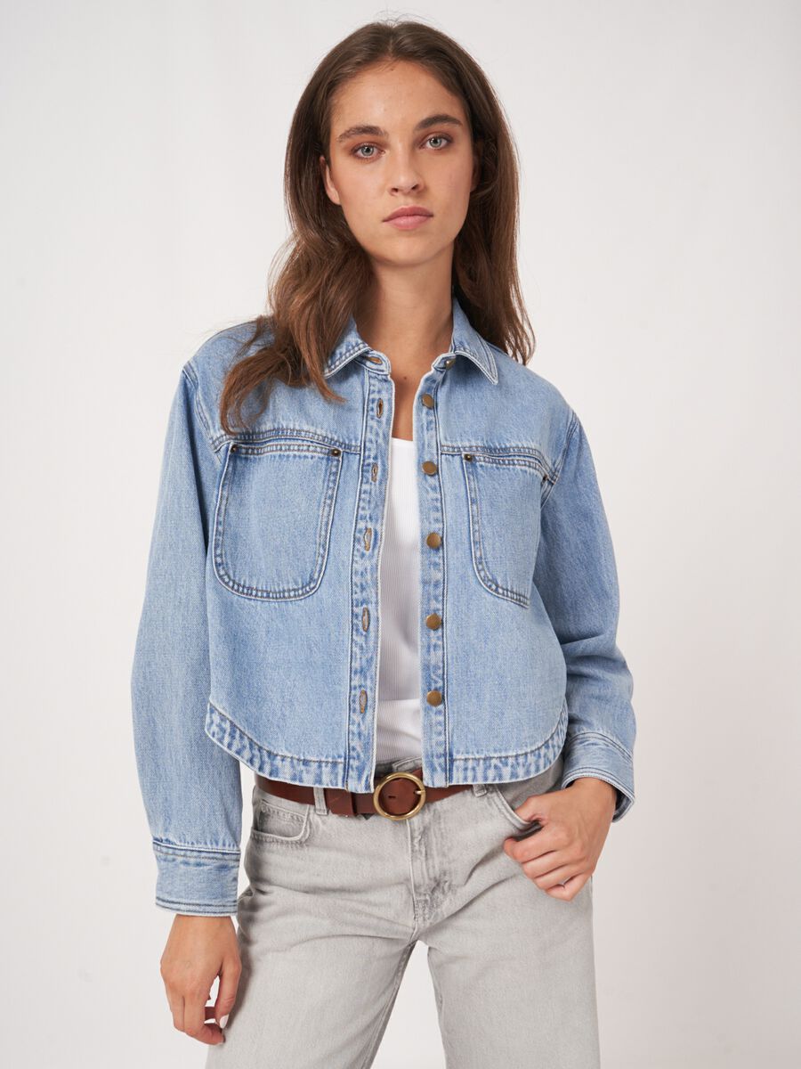 Soft cropped denim jacket image number 9
