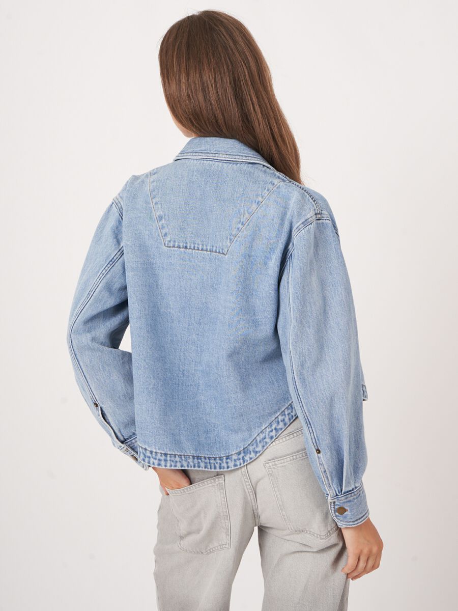 Soft cropped denim jacket image number 10