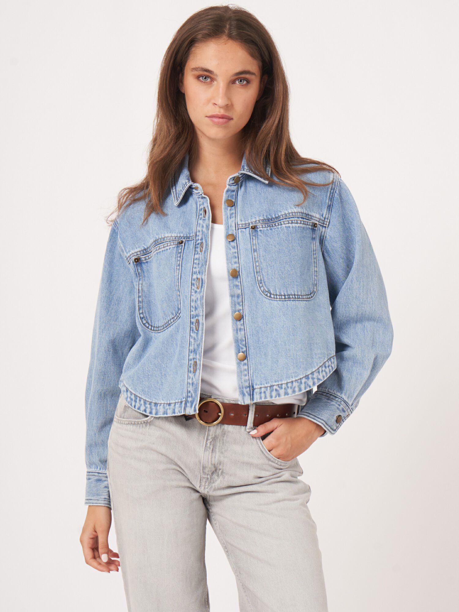 Soft cropped denim jacket