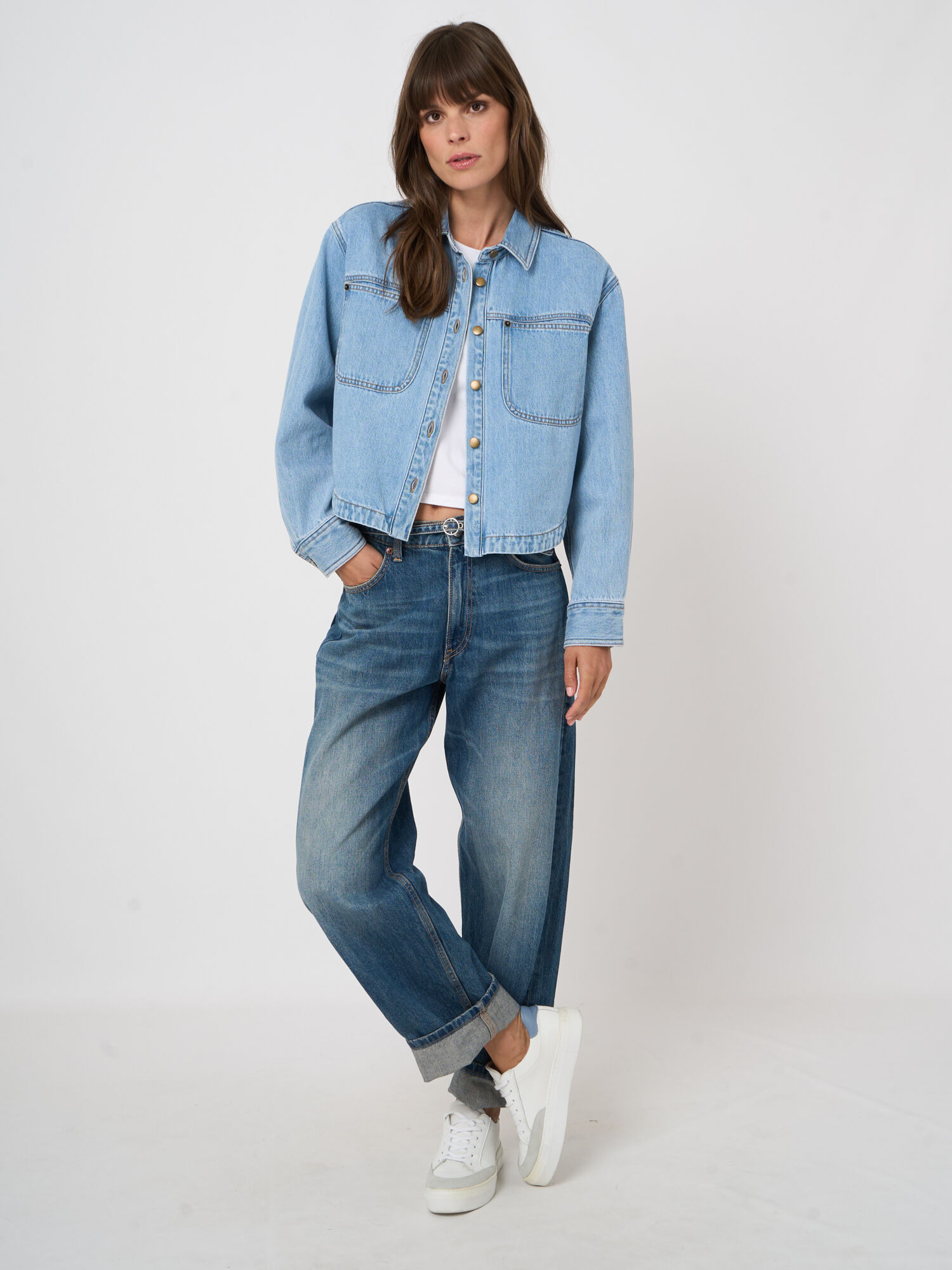 Cotton Denim Shirt Jacket | REPEAT cashmere