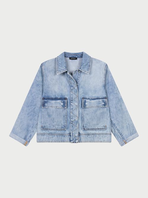 Denim jasje met oversized zakken
