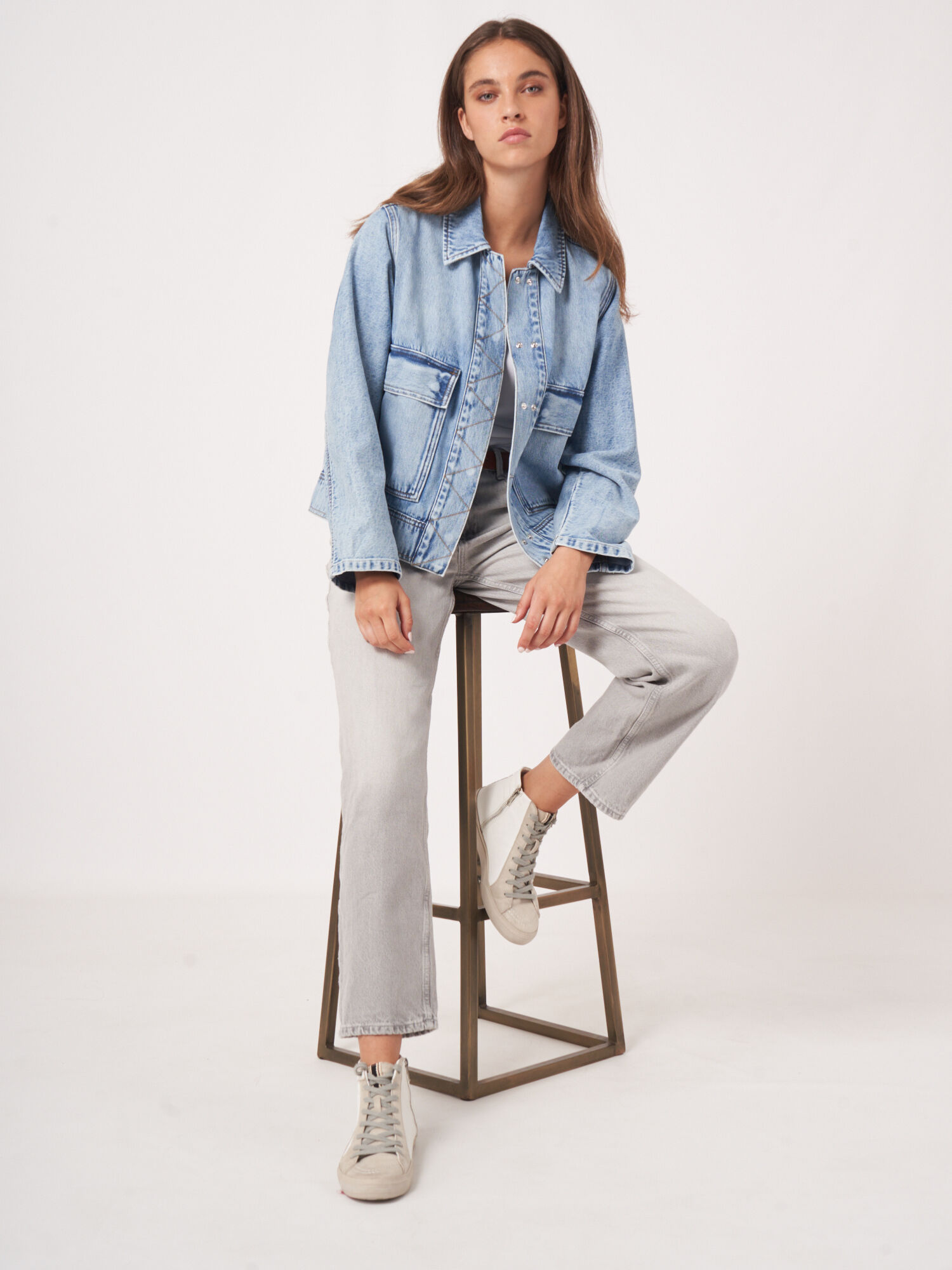 Denim Jacket with Oversized Pockets | REPEAT cashmere