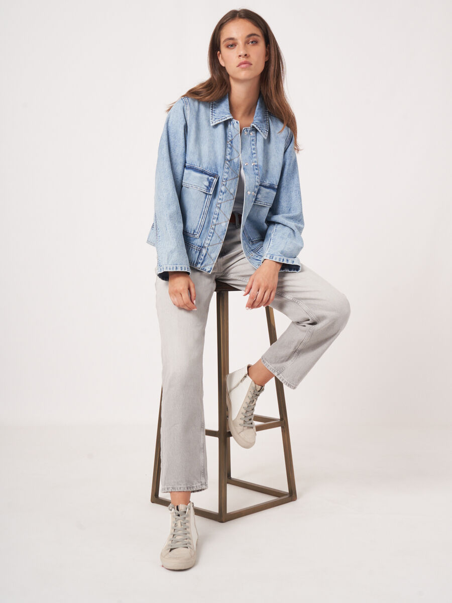 Denim jasje met oversized zakken image number 1
