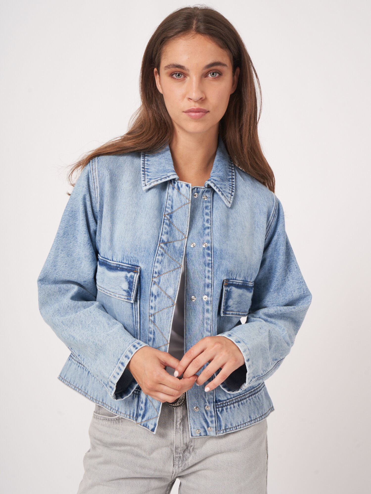 Denim Jacket with Oversized Pockets | REPEAT cashmere