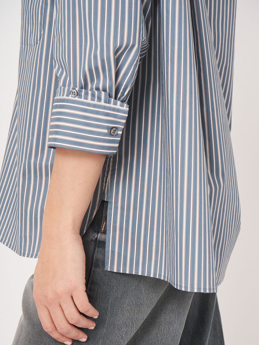 Shirt with turn-up cuffs & stripes image number 2