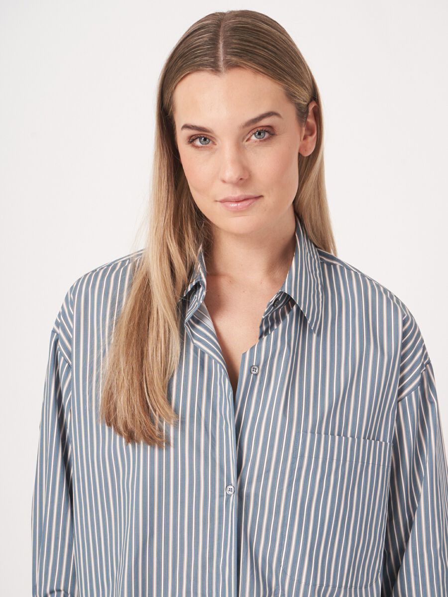 Shirt with turn-up cuffs & stripes image number 3