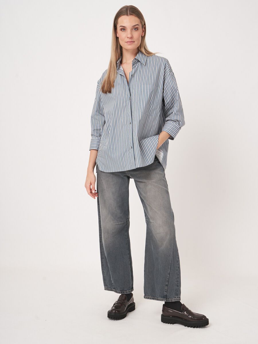 Shirt with turn-up cuffs & stripes image number 6