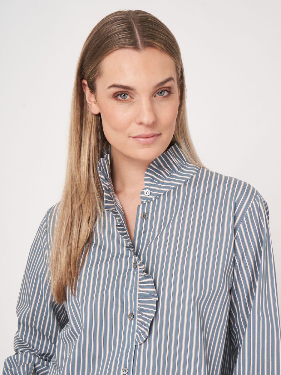 Striped blouse with ruffle collar image number 5