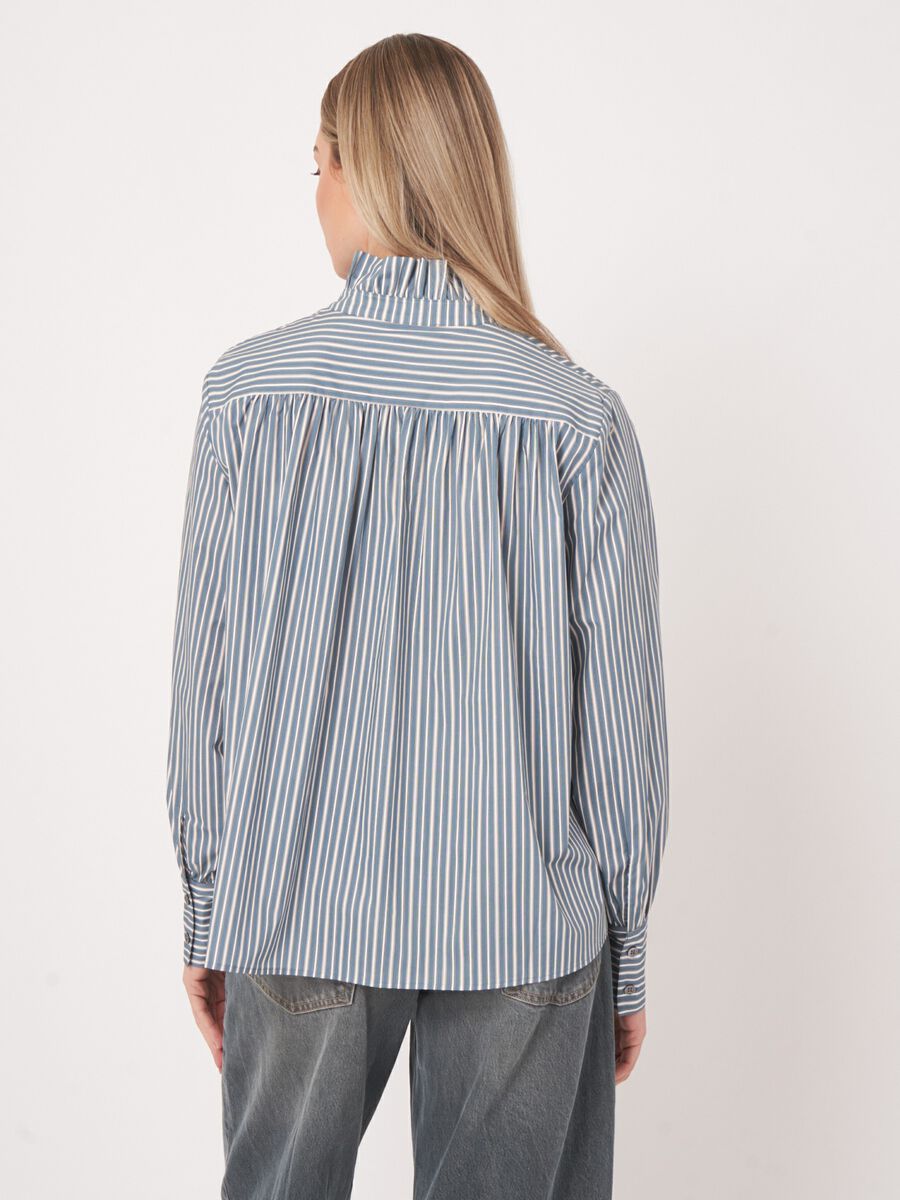 Striped blouse with ruffle collar image number 9