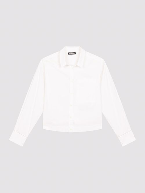 Poplin blouse van stretch katoen