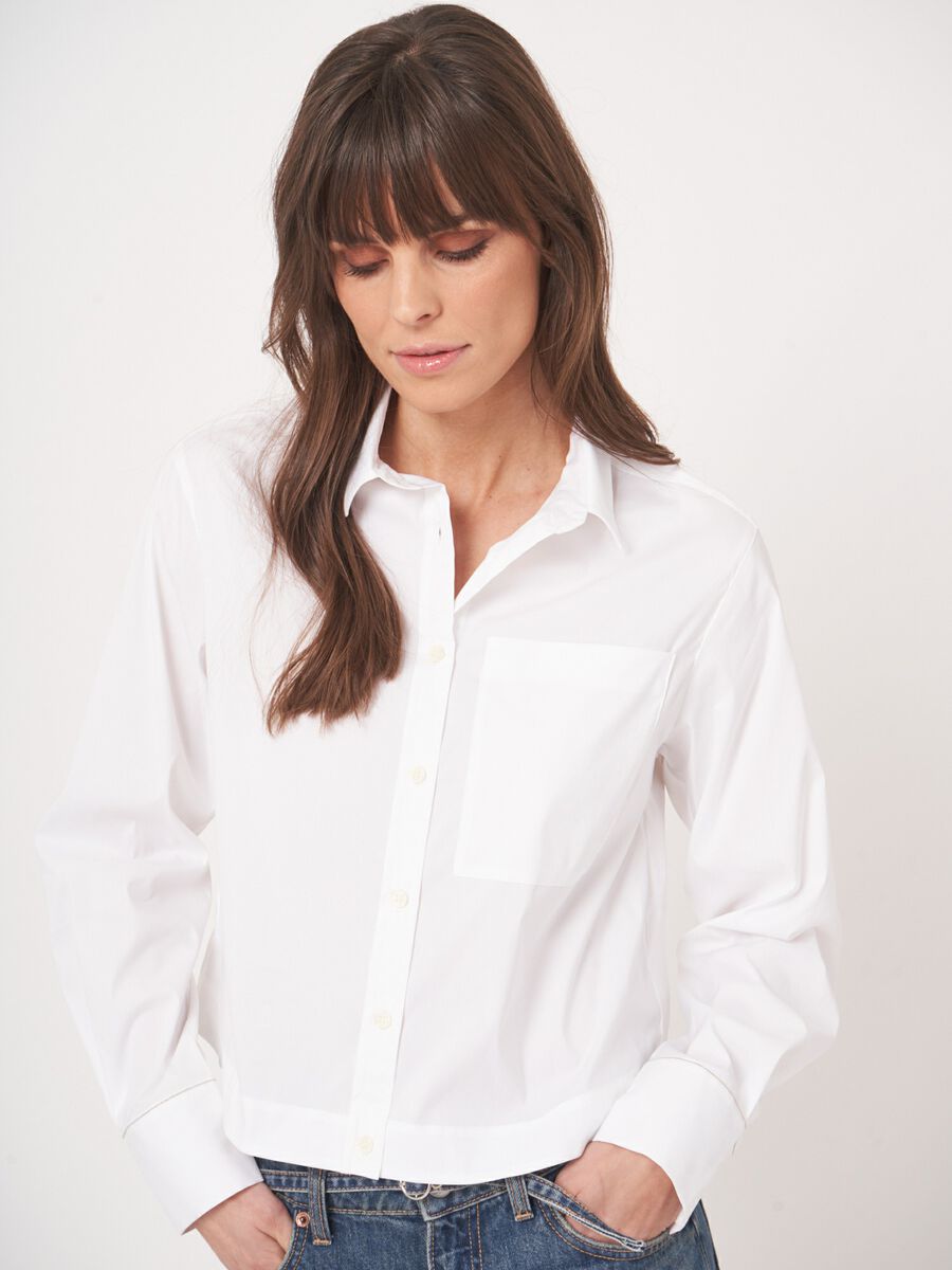 Poplin blouse van stretch katoen image number 1