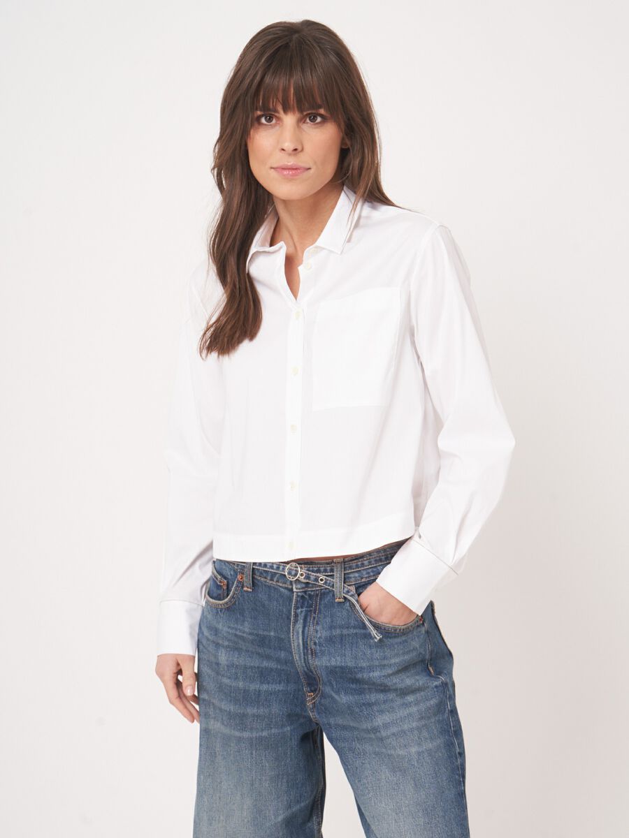 Poplin blouse van stretch katoen image number 2