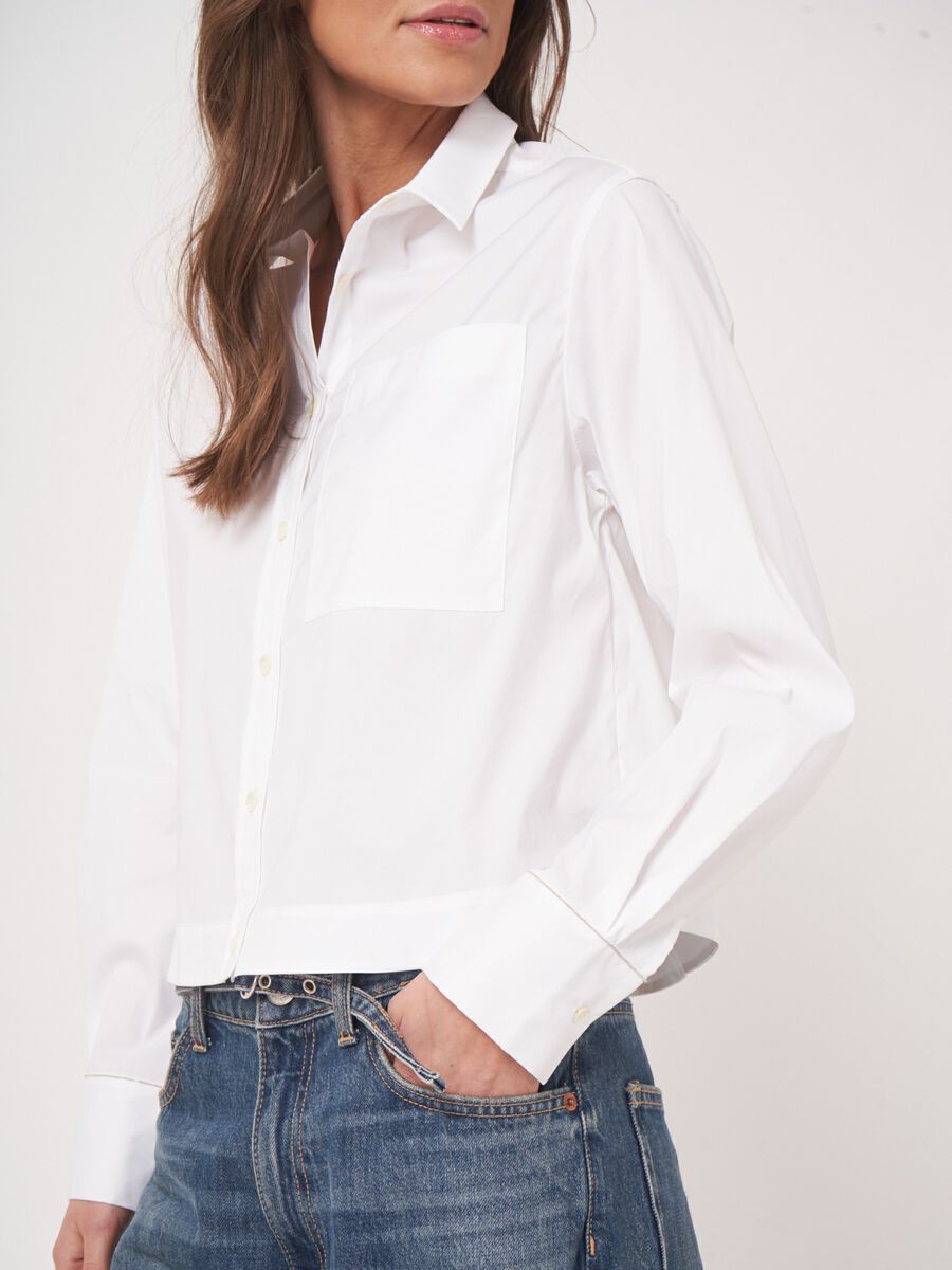 Poplin blouse van stretch katoen image number 3