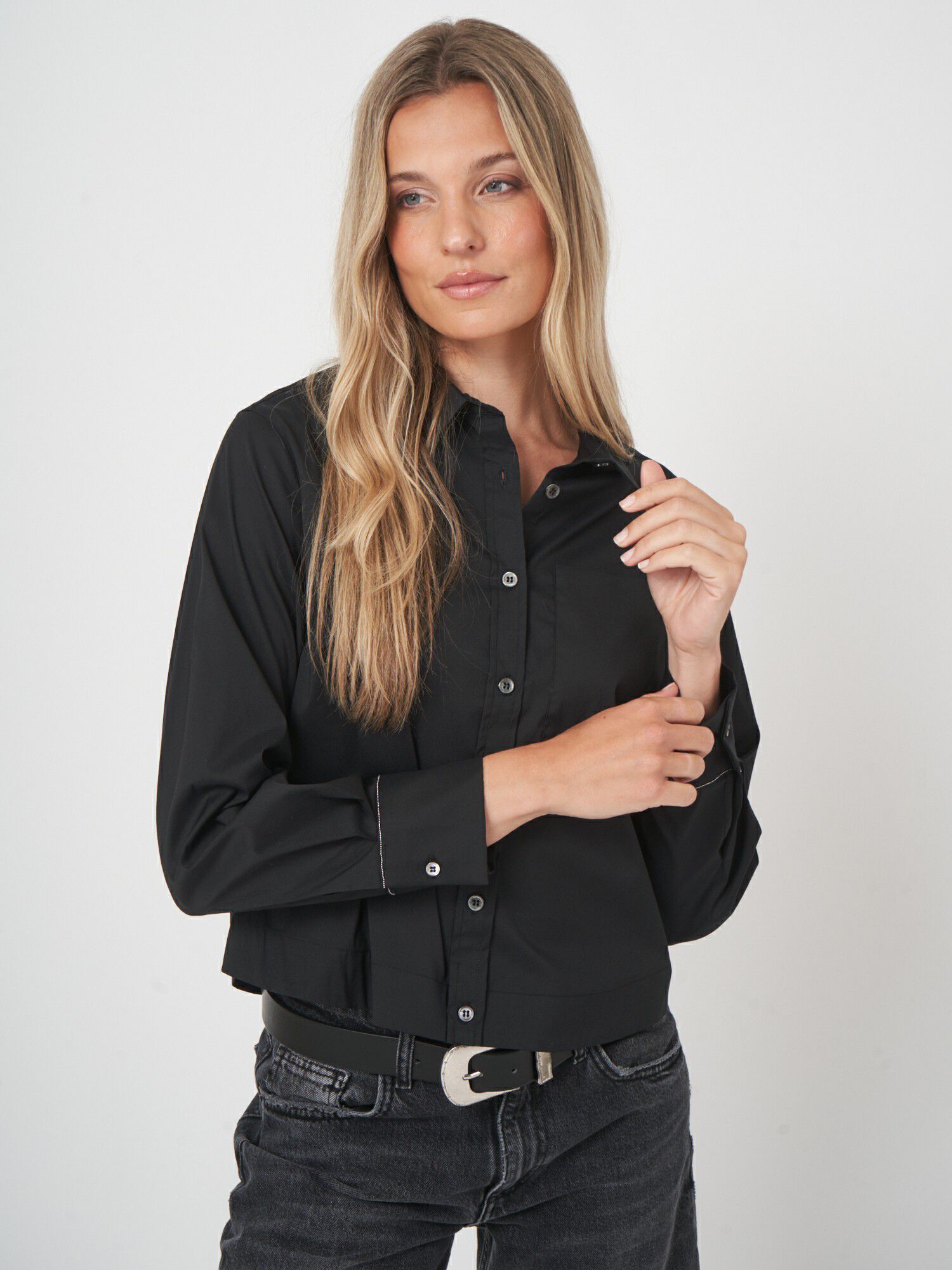 Poplin blouse van stretch katoen afbeelding