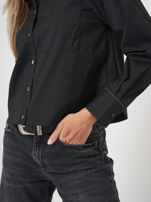 Poplin blouse van stretch katoen