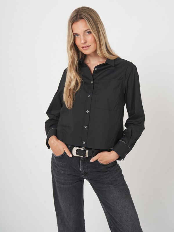 Klassische Bluse aus Baumwollpopeline image number 3