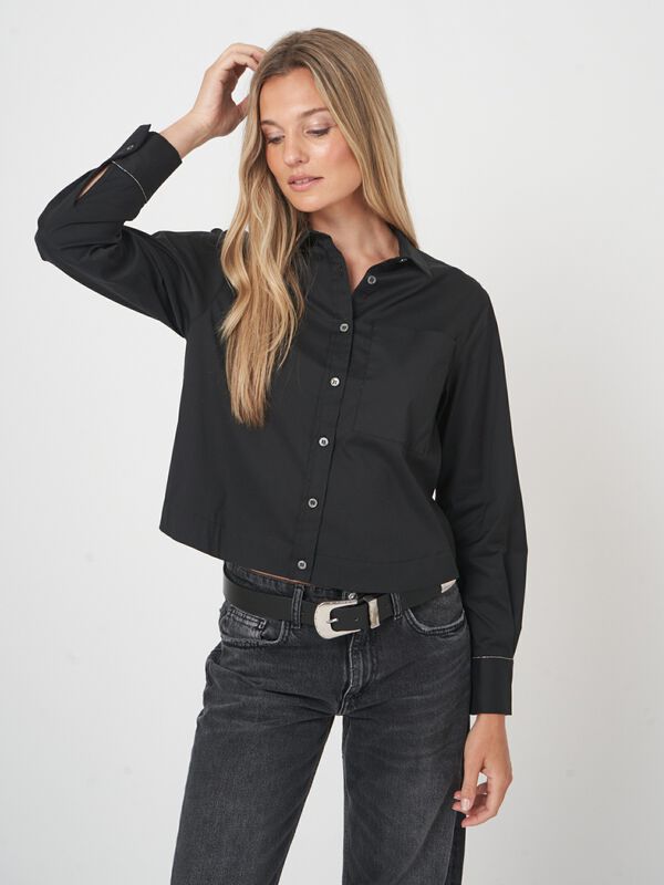 Klassische Bluse aus Baumwollpopeline image number 4