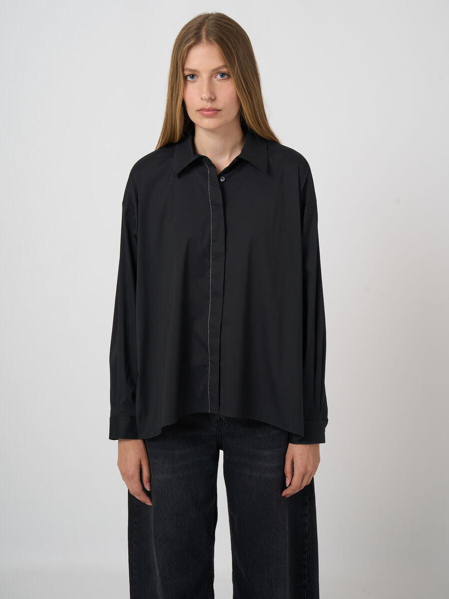 A-Linien-Bluse aus Stretch-Baumwolle mit Blusenkragen image number 0