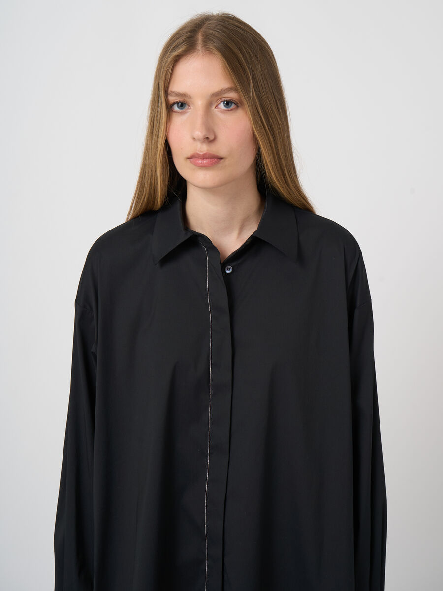 A-Linien-Bluse aus Stretch-Baumwolle mit Blusenkragen image number 1