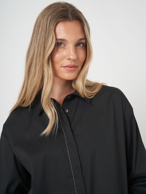 A-lijn blouse van stretchkatoen met overhemdkraag image number 2