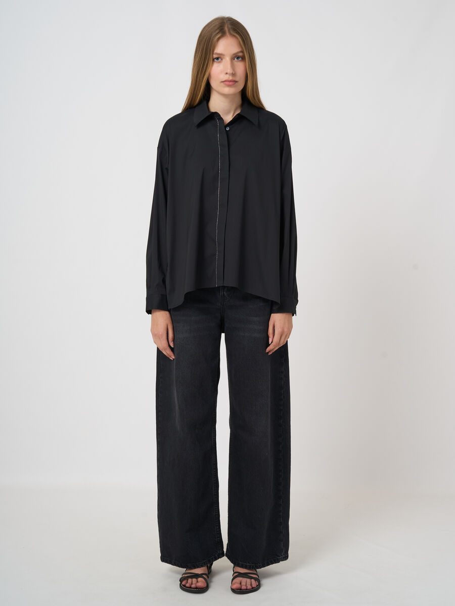 A-Linien-Bluse aus Stretch-Baumwolle mit Blusenkragen image number 2