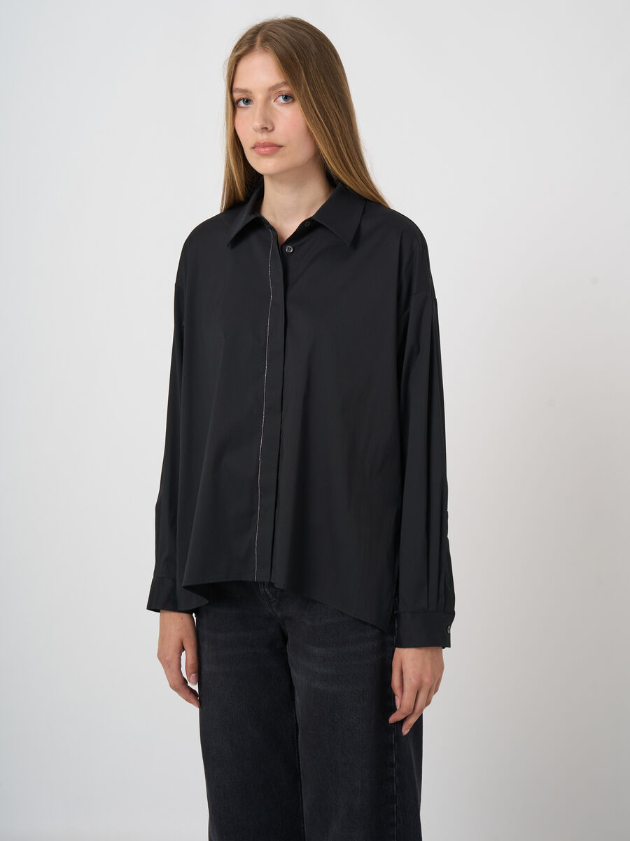 A-Linien-Bluse aus Stretch-Baumwolle mit Blusenkragen image number 3