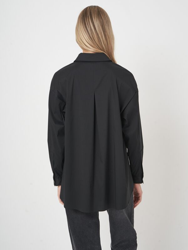 A-lijn blouse van stretchkatoen met overhemdkraag image number 6