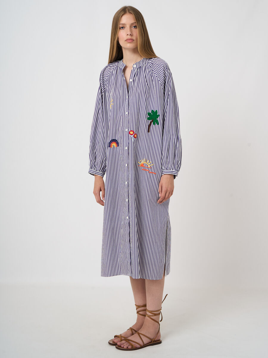 Women&rsquo;s striped cotton midi dress with embroidery image number 2