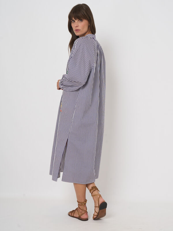 Women&rsquo;s striped cotton midi dress with embroidery | repeat image number 4