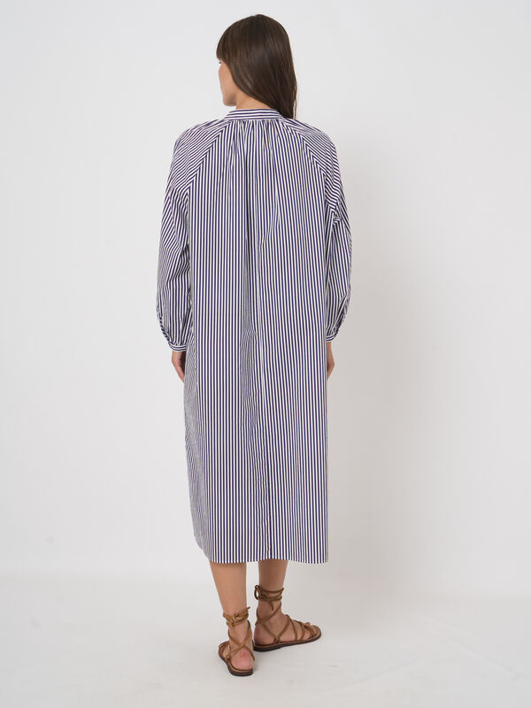 Women&rsquo;s striped cotton midi dress with embroidery | repeat image number 5