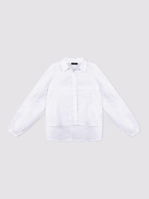 Women's linen blouse with embroidered sleeves | repeat