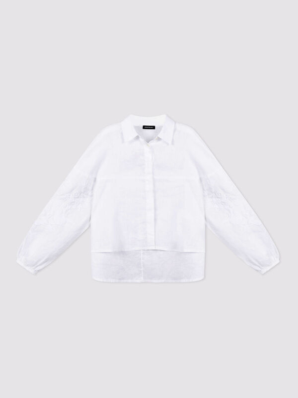 Damen-Leinenbluse mit bestickten &Auml;rmeln image number 1