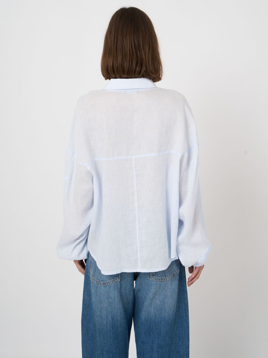 Damen-Leinenbluse mit bestickten &Auml;rmeln image number 4