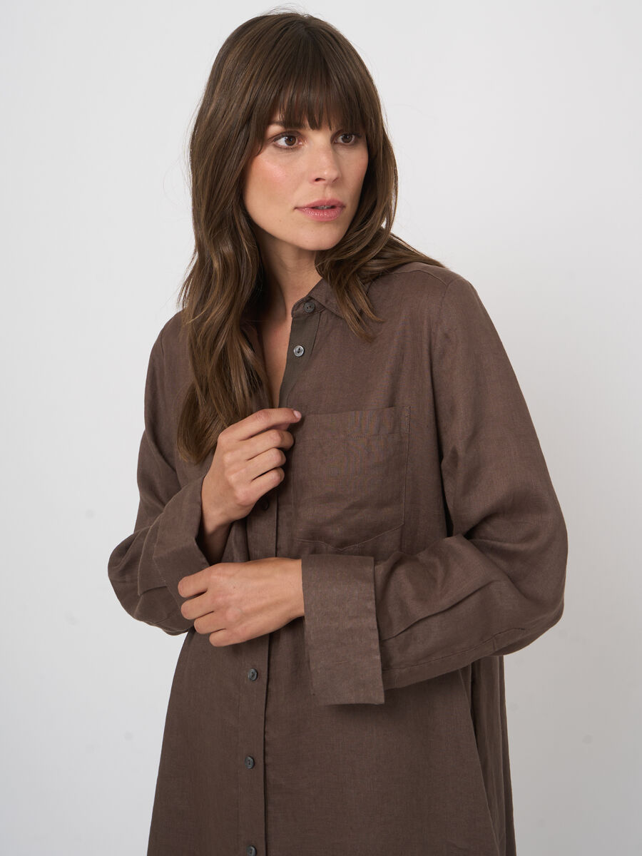 Women&rsquo;s pure linen shirt dress | repeat image number 1