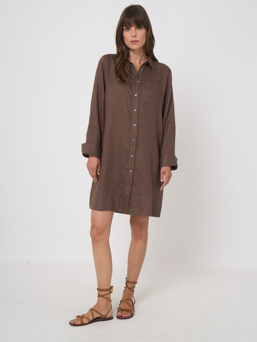 Women&rsquo;s pure linen shirt dress | repeat image number 2