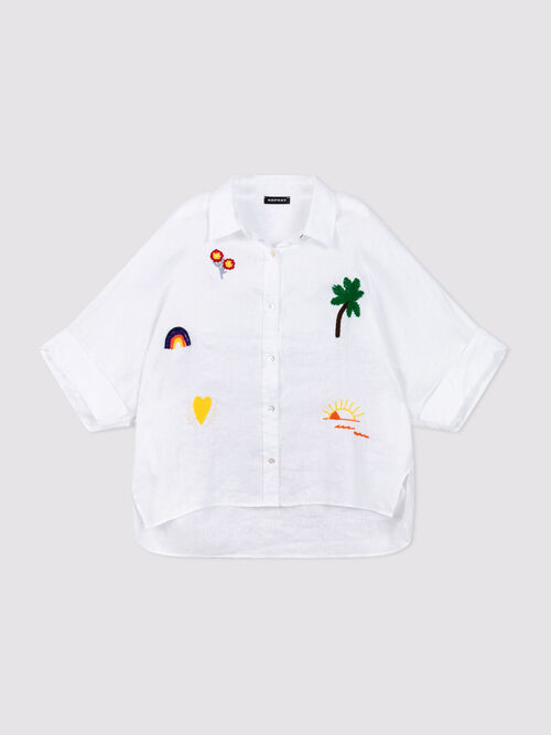 Women&rsquo;s linen blouse with embroidery | repeat