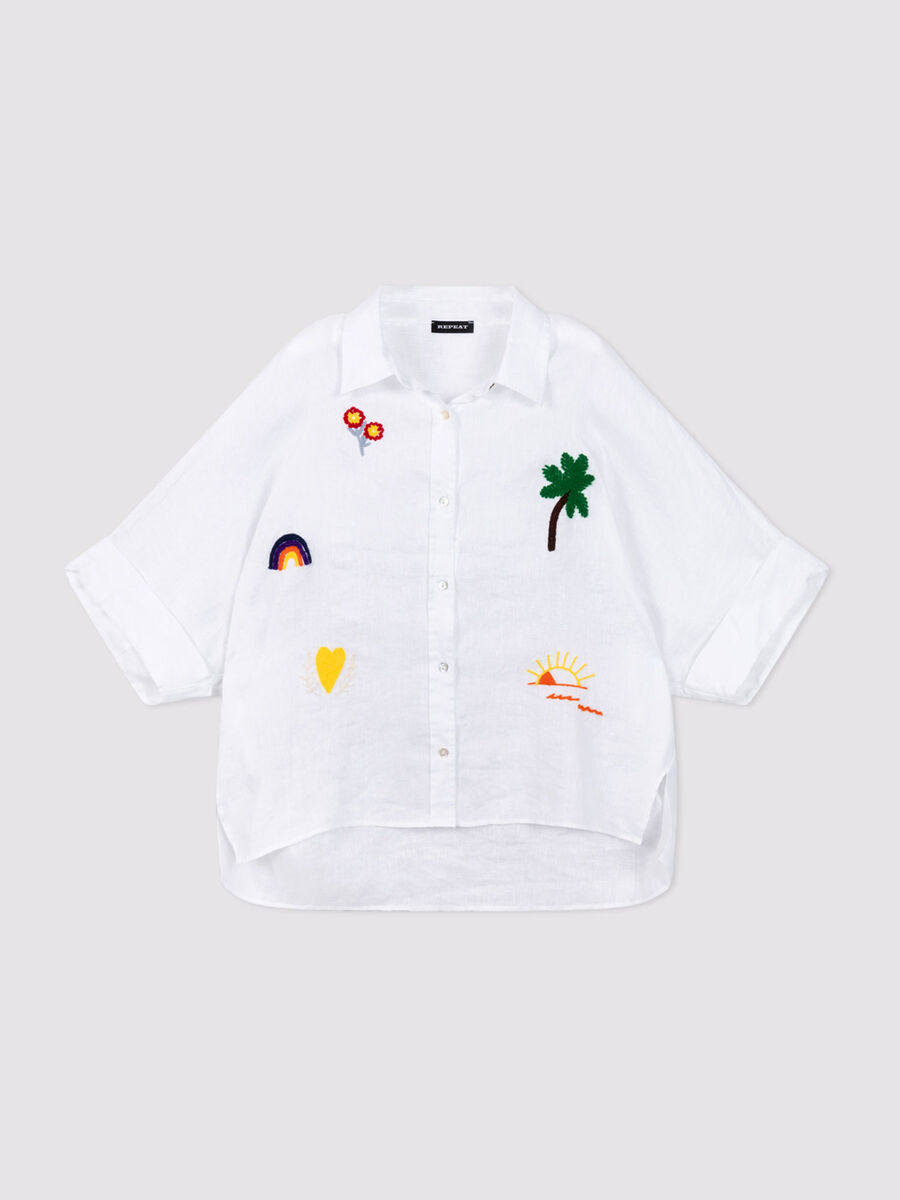 Women&rsquo;s linen blouse with embroidery | repeat image number 0