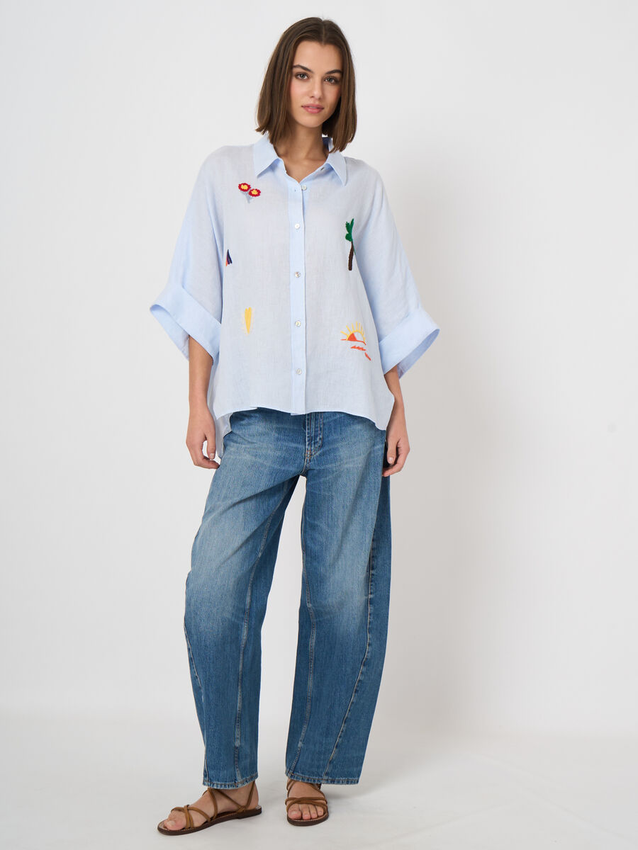 Women&rsquo;s linen blouse with embroidery | repeat image number 0
